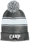 Camp Detroit Pom Knit Beanie Contrast White Strip