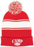 Camp Detroit Pom Knit Beanie Contrast White Strip